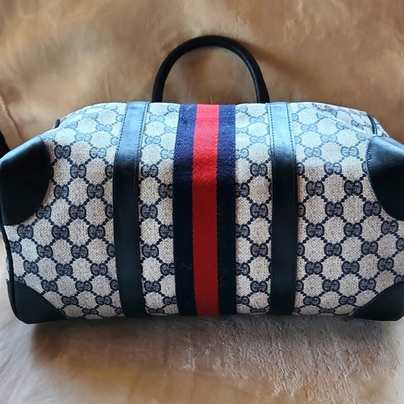 Gucci Boston Canvas Vintage Bag with Red and Blue Accents - Picture 3 of 8